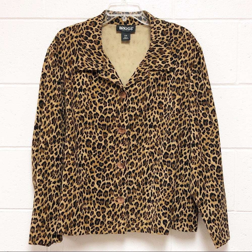 Leopard Print Blazer Jacket 2X Vintage Briggs